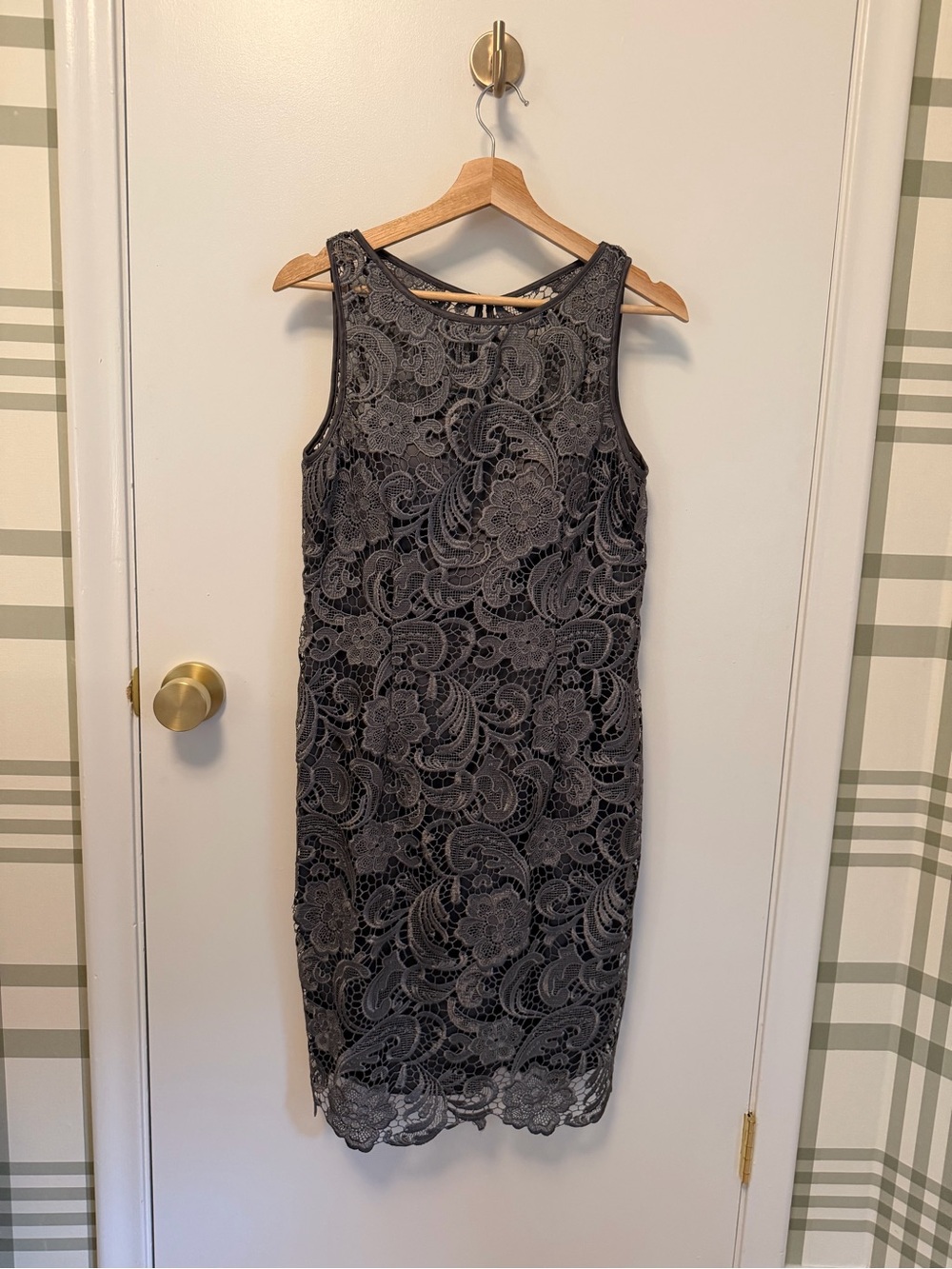 Adrianna Papell Gray Lace Sheath Dress